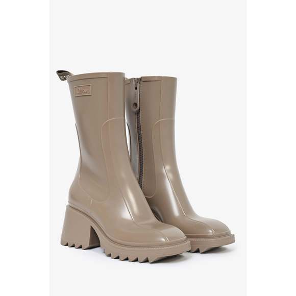 Chloe Taupe Zip Up 'Betty' Rain Boots Size 35 - Picture 2 of 3